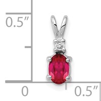 14K White Gold 6x4mm Oval Ruby and a Diamond Pendant view 2