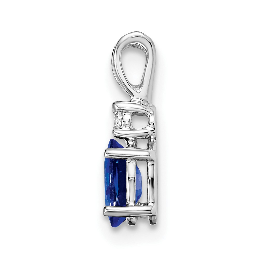 14k White Gold 6x4mm Oval Sapphire and AA Diamond Pendant (XP1003S/AA)