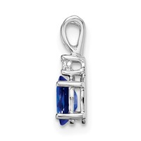 14K White Gold 6x 4mm Oval Sapphire and Aaa Diamond Pendant view 2