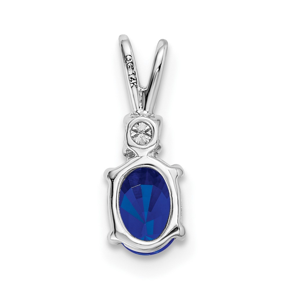 14k White Gold 6x4mm Oval Sapphire and AA Diamond Pendant (XP1003S/AA)
