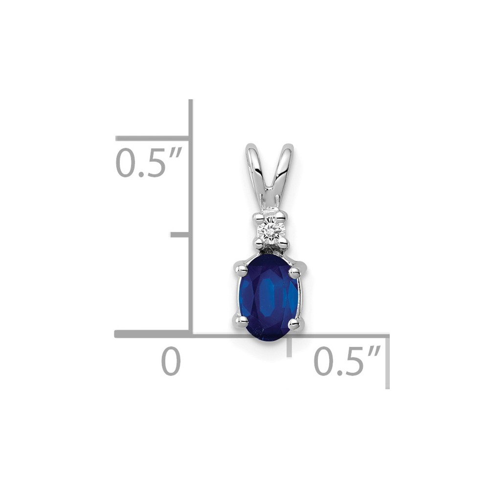 14k White Gold 6x4mm Oval Sapphire and AA Diamond Pendant (XP1003S/AA)