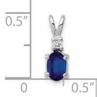 14K White Gold 6x 4mm Oval Sapphire and Aaa Diamond Pendant view 3