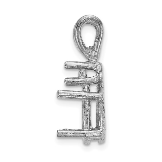 14k White Gold Diamond and 7x5mm Oval Stone Pendant Mounting