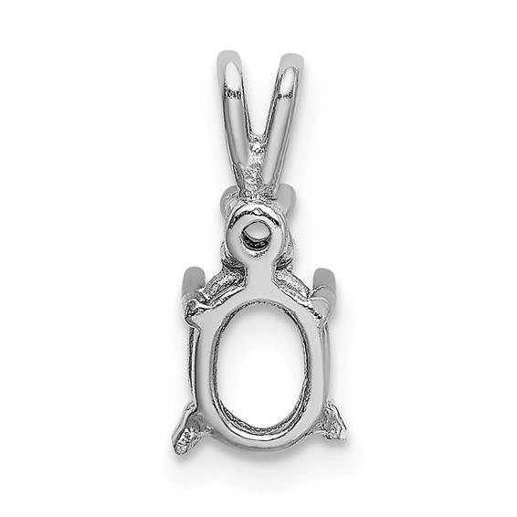 14k White Gold Diamond and 7x5mm Oval Stone Pendant Mounting