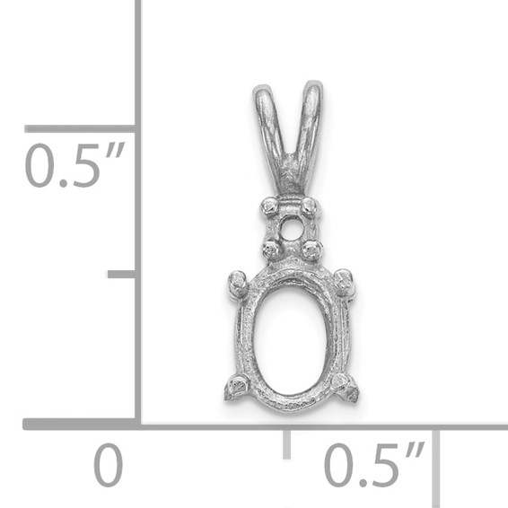 14k White Gold Diamond and 7x5mm Oval Stone Pendant Mounting