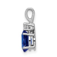 14K White Gold 7x 5mm Oval Sapphire and Aaa Diamond Pendant view 2