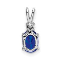 14K White Gold 7x 5mm Oval Sapphire and Aaa Diamond Pendant view 4