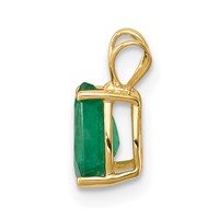 14K Yellow Gold 7x 5mm Pear Emerald Pendant view 2