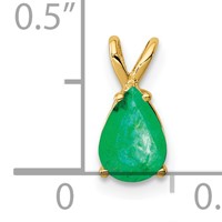14K Yellow Gold 7x 5mm Pear Emerald Pendant view 3