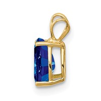 14K Yellow Gold 7x 5mm Pear Sapphire Pendant view 2