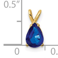 14K Yellow Gold 7x 5mm Pear Sapphire Pendant view 4