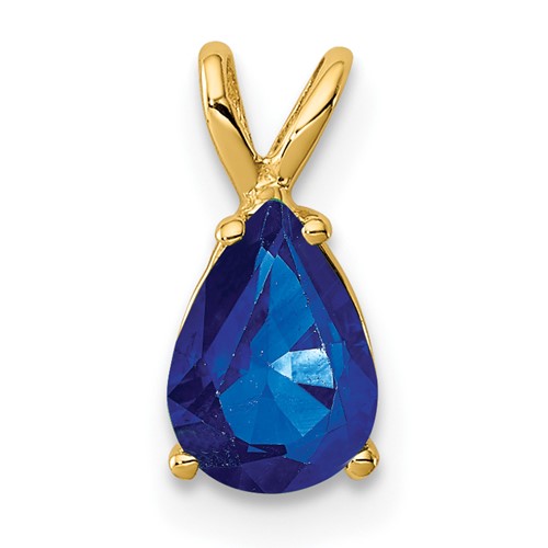 14K Yellow Gold 7x 5mm Pear Sapphire Pendant