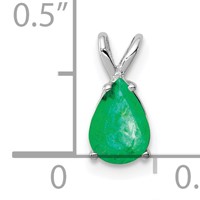 14K White Gold 7x 5mm Pear Emerald Pendant view 3