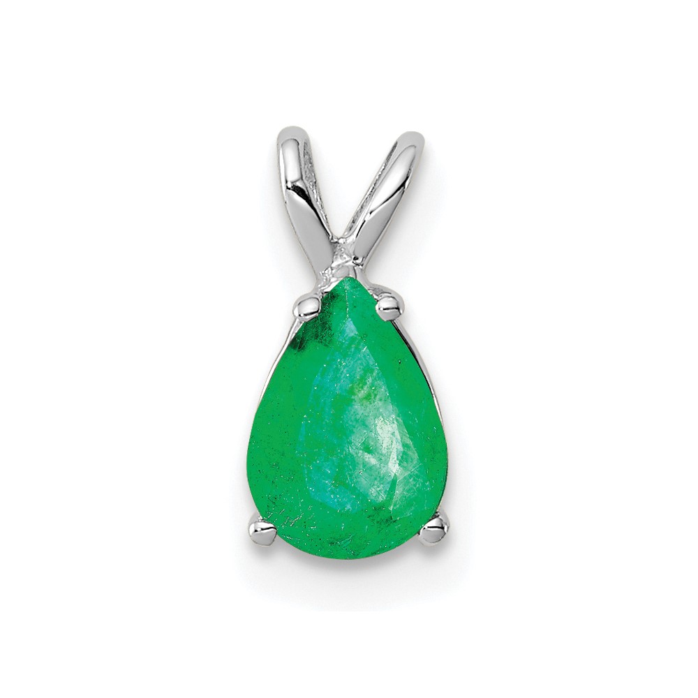14k White Gold 7x5mm Pear Emerald Pendant (XP1011E)