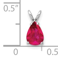 14K White Gold 7x5mm Pear Ruby Pendant view 2