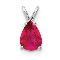 14K White Gold 7x5mm Pear Ruby Pendant view 1