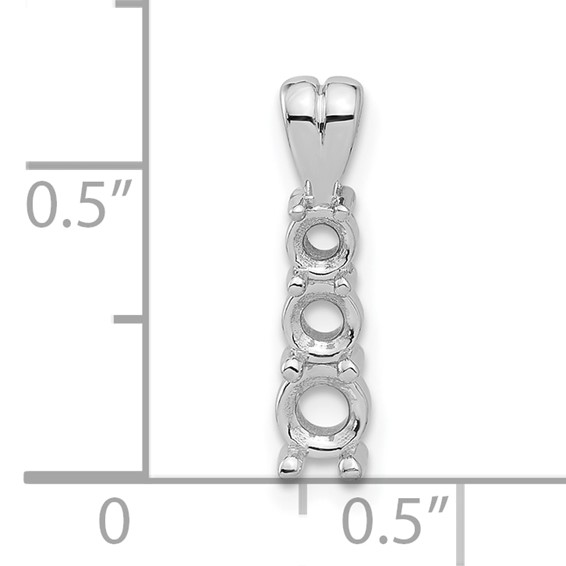 14k White Gold Holds 4.0/3.4/3.0mm Three-stone Pendant Mounting