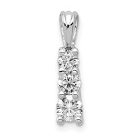 14K White Gold 0.50 Carat Lab Grown Diamond VS SI+ G+ Three Stone Pendant view 1