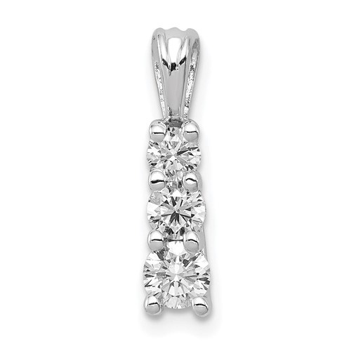 14K White Gold 0.50 Carat Lab Grown Diamond VS SI+ G+ Three Stone Pendant
