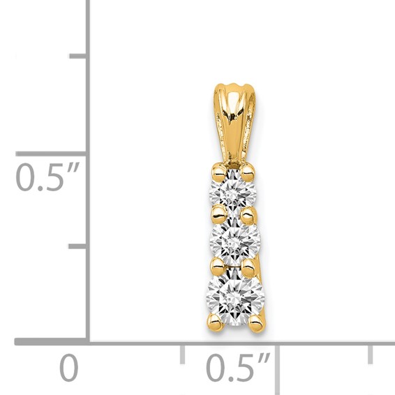 14k Holds 4.0/3.4/3.0mm Three-stone Pendant Mounting