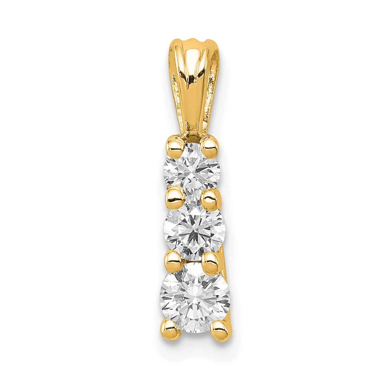 14k 1/2 carat Lab Grown Diamond VS/SI+ G+ Three Stone Pendant (XP1399YLG)