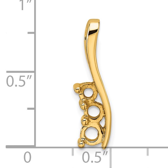 14k Holds 3.6/3.1/2.9mm Three-Stone Curved Bar Chain Slide Mounting
