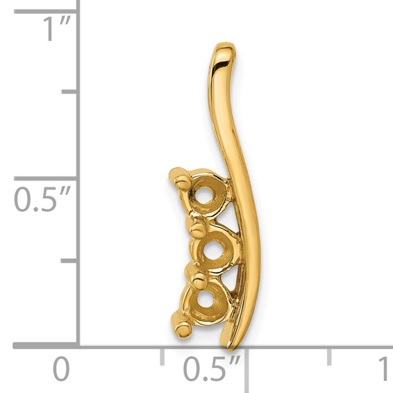 14k Holds 3-4.3mm Three-Stone Curved Bar Chain Slide Mounting