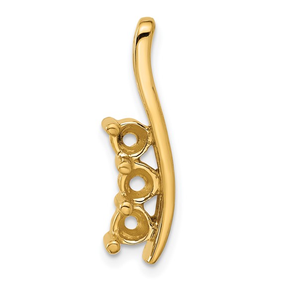 14k Holds 3-4.3mm Three-Stone Curved Bar Chain Slide Mounting