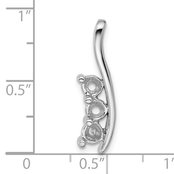 14k White Gold Holds 3-4.3mm Three-Stone Curved Bar Chain Slide Mounting