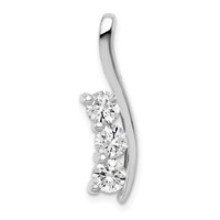 14K White Gold Complete 7 8 Carat Three-Stone Aaa Diamond Curved Bar Chain Slide view 1
