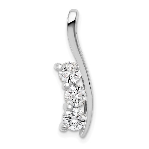 14K White Gold Complete 0.88 Carat Three-Stone VS Diamond Curved Bar Chain Slide