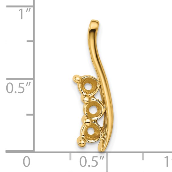 14k Holds 3-5.0mm Three-Stone Curved Bar Chain Slide Mounting