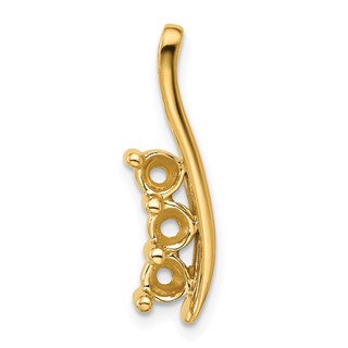 14k Holds 3-5.0mm Three-Stone Curved Bar Chain Slide Mounting