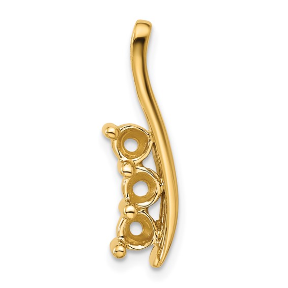 14k Holds 3-5.0mm Three-Stone Curved Bar Chain Slide Mounting