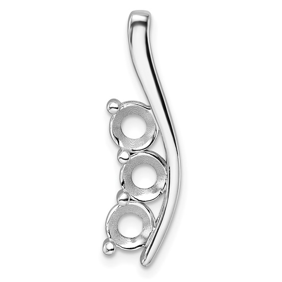 14k White Gold Holds 3-5.0mm Three-Stone Curved Bar Chain Slide Mounting
