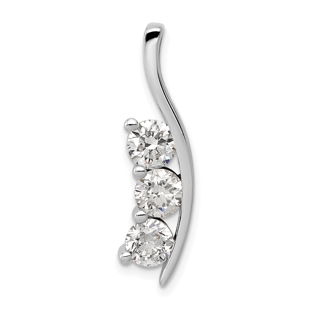 14K White Gold Complete 1.5 Carat Three-Stone a Diamond Curved Bar Chain Slide