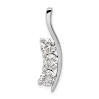 14K White Gold Complete 1.5 Carat Three-Stone a Diamond Curved Bar Chain Slide view 1