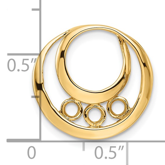 14k Holds 3-3.2mm Three-Stone Circle Chain Slide Mounting