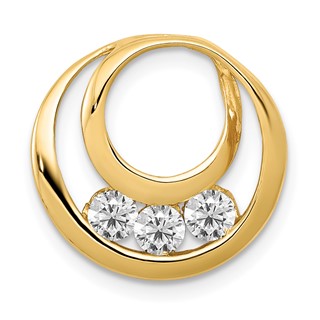 Gold Lab Grown Diamond 3-Stone Circle Chain Slide