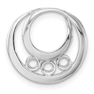 14k White Gold Holds 3-3.2mm Three-Stone Circle Chain Slide Mounting