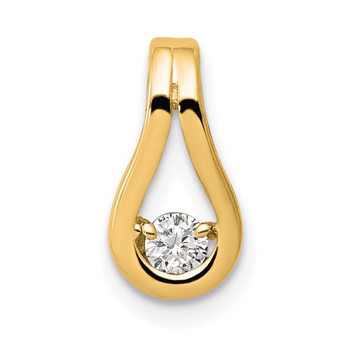 14K Yellow Gold Complete 2.8mm AA Diamond Teardrop-Shape Slide Fits Up to 2mm Regular 6mm Fancy Or Reversible Omega
