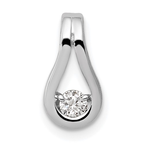14K White Gold Complete 2.8mm a Diamond Teardrop-Shape Slide Fits Up to 2mm Regular 6mm Fancy Or Reversible Omega