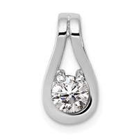 14K White Gold Complete 4.7mm AA Diamond Teardrop-Shape Slide Fits Up to 3mm Regular 6mm Fancy Or Reversible Omega view 1
