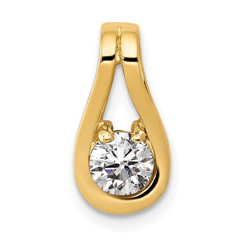 14K Complete 4.7mm VS Diamond Teardrop-Shape Slide Fits Up to 3mm Regular 6mm Fancy Or Reversible Omega