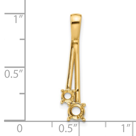 14k Holds 4.4mm/3.4mm Two-stone Pendant Mounting