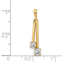 14K Yellow Gold Complete 4.4mm 3.4mm Two-stone AA Diamond Pendant view 3