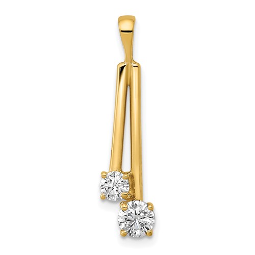 14K Yellow Gold Complete 4.4mm 3.4mm Two-stone a Diamond Pendant