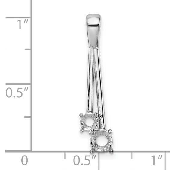 14k White Gold Holds 4.4mm/3.4mm Two-stone Pendant Mounting