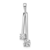 14K White Gold Complete 4.4mm 3.4mm Two-stone AA Diamond Pendant view 1