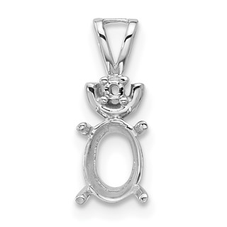 14k White Gold 8x6mm Oval Gemstone Pendant Mounting